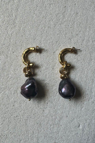 Black Baroque Pearl Earrings