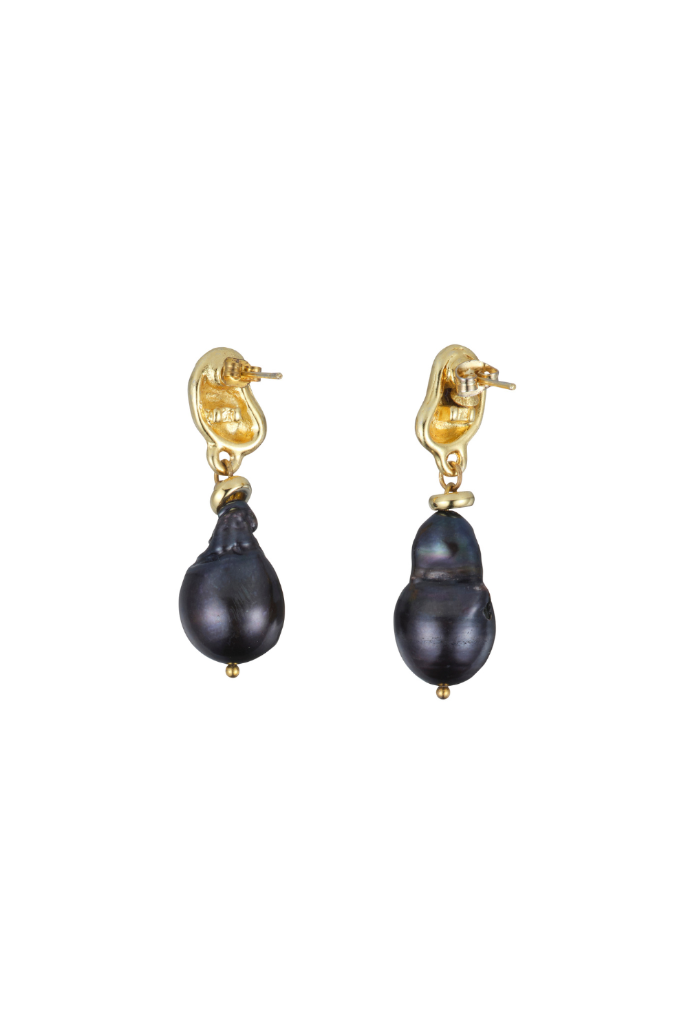 Lila Black Baroque Pearl Earrings